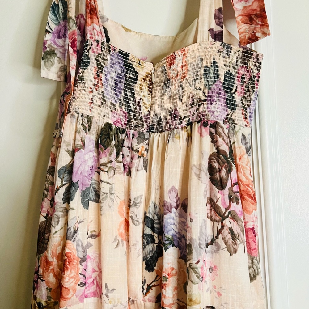 Zimmermann Floral Tiered Maxi Dress in White and Pink - Picture 7 of 9